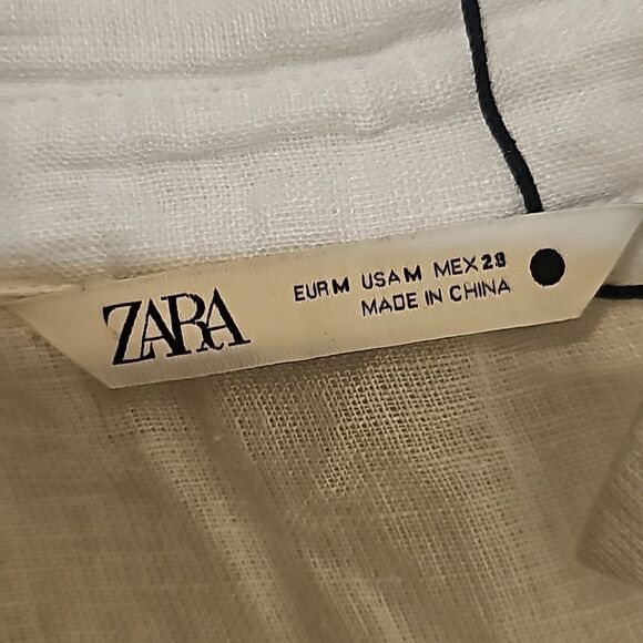 ZARA LINEN TIERED BLOUSE SIZE M - Picture 8 of 10